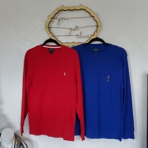 2 Polo Jerseys - 1 Blue Polo Jersey with Bear, 1 Red